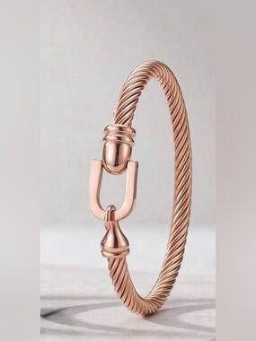 Western Horseshoe Bangle Rose Gold Twisted Cable Bangle Bracelet